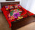 Fiji Polynesian Custom Personalised Quilt Bed Set - Floral With Seal Red - Polynesian Pride