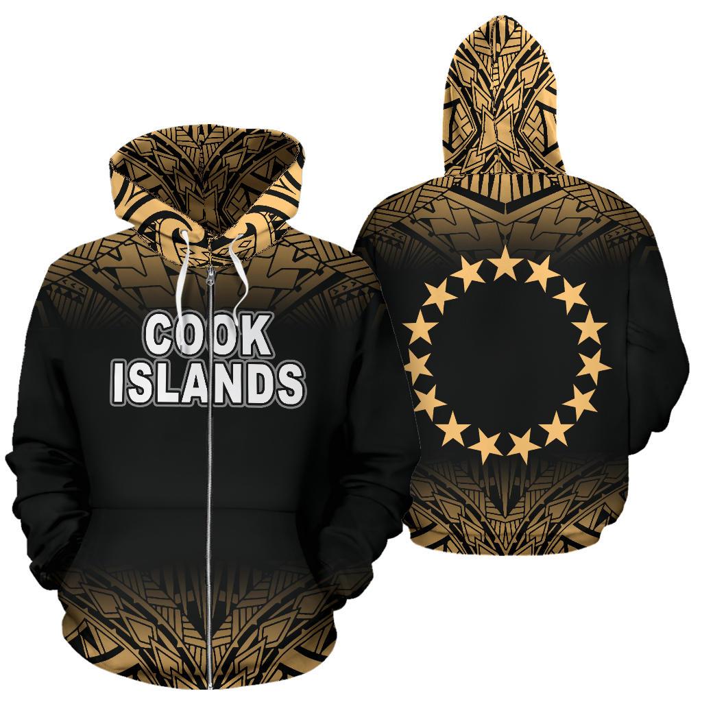 Cook Islands Polynesian Zip up Hoodie Fog Gold Unisex Gold - Polynesian Pride