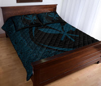 Hawaii Kanaka Polynesian Quilt Bed Set - Circle Style Blue And Black - Polynesian Pride