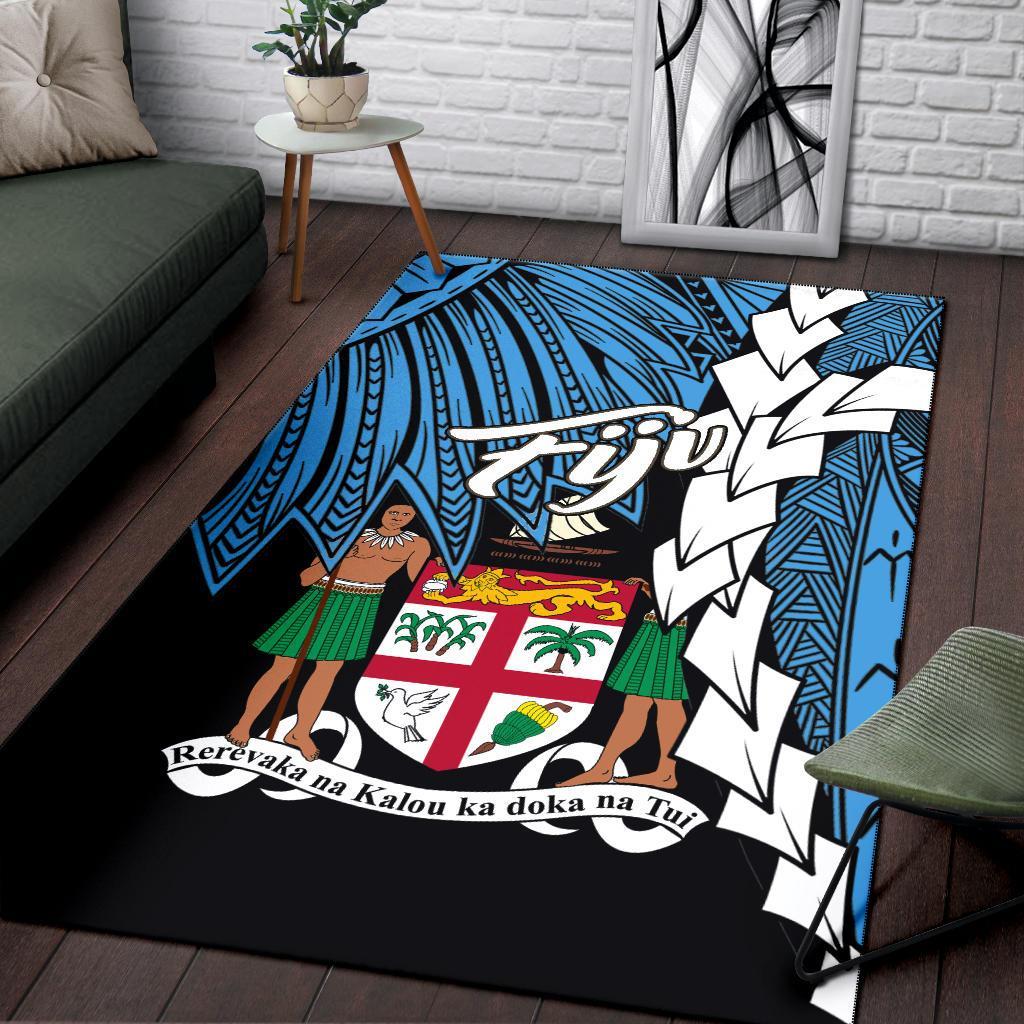 Fiji Polynesian Area Rug - Tribal Wave Tattoo Flag Style - Polynesian Pride
