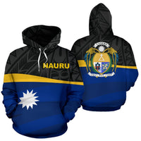 Nauru Polynesian Hoodie Nauru Flag Coat of Arms Unisex White - Polynesian Pride