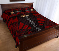 Tokelau Quilt Bed Set - Tokelau Coat Of Arms Red Tattoo Style - Polynesian Pride