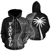 Vanuatu Polynesian Zip up Hoodie Coconut Tree Black Unisex Black - Polynesian Pride