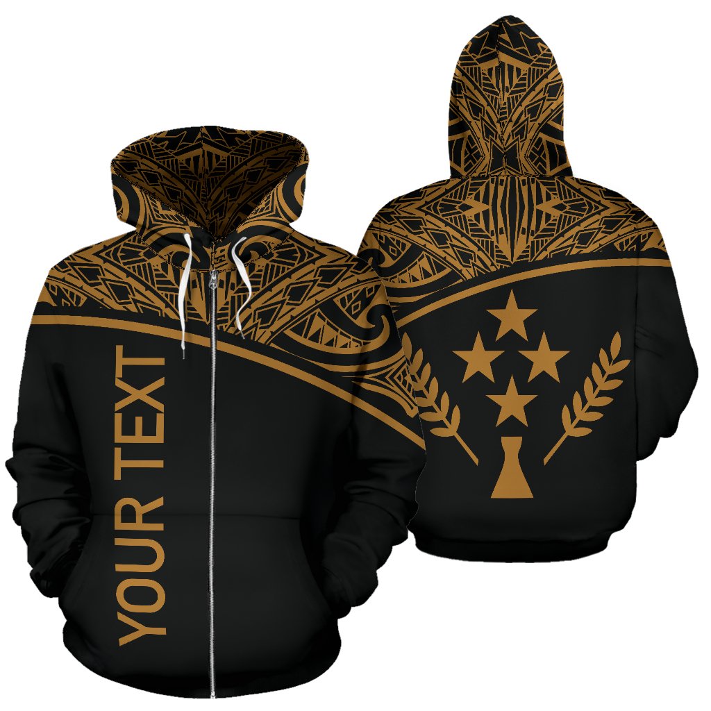 Kosrae All Over Custom Zip up Hoodie Micronesian Gold Curve Unisex Gold - Polynesian Pride