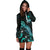 Guam Polynesian Hoodie Dress - Turtle With Blooming Hibiscus Turquoise - Polynesian Pride