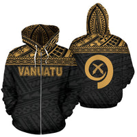Vanuatu Polynesian Zip up Hoodie Gold Unisex Gold - Polynesian Pride