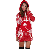 Chuuk Polynesian Hoodie Dress Map Red White - Polynesian Pride
