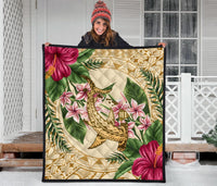 Hawaii Premium Quilt - Hammerhead Shark Premium Quilt Strong Pattern Hibiscus Plumeria AH - Polynesian Pride