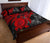 Tonga Polynesian Quilt Bed Set - Tonga Coat Of Arms & Red Turtle Hibiscus - Polynesian Pride