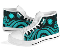 Nauru High Top Canvas Shoes - Turquoise Tentacle Turtle - Polynesian Pride