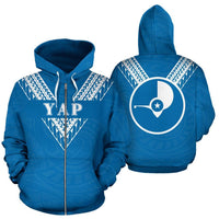 Yap All Over Zip up Hoodie Blue Sailor Style Unisex Blue - Polynesian Pride