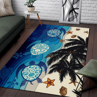 Hawaiian Sea Turtle Symbol Palm Tree Rug - AH J96 - Polynesian Pride