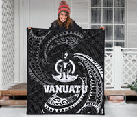 Vanuatu Polynesian Premium Quilt - White Tribal Wave - Polynesian Pride
