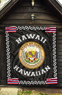 Hawaii Flag Polynesian Premium Quilt White - Love Style - Polynesian Pride
