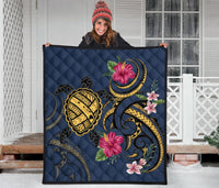 Hawaii Polynesian Turtle Hibiscus Plumeria Premium Quilt - Nane Style - Polynesian Pride
