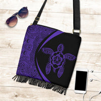 Hawaii Turtle Polynesian Crossbody Boho Handbag-Circle Style Purple - Polynesian Pride