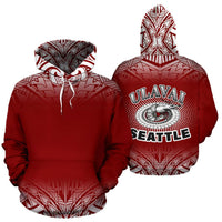Shrimp Polynesian All Over Hoodie Red Fog Style Unisex Red - Polynesian Pride