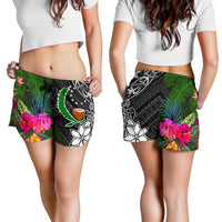 Pohnpei Women Shorts - Turtle Plumeria Banana Leaf - Polynesian Pride