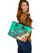 Hawaii Polynesian Leather Tote Bag - Turtle Plumeria (Turquoise) - Polynesian Pride