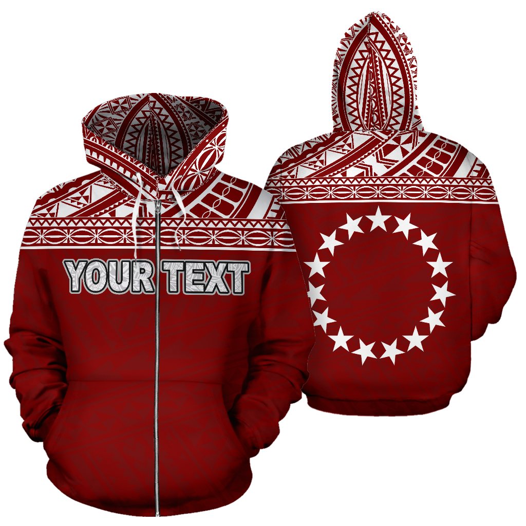 Cook Islands Polynesian Custom Zip up Hoodie Horizontal Red Unisex Red - Polynesian Pride