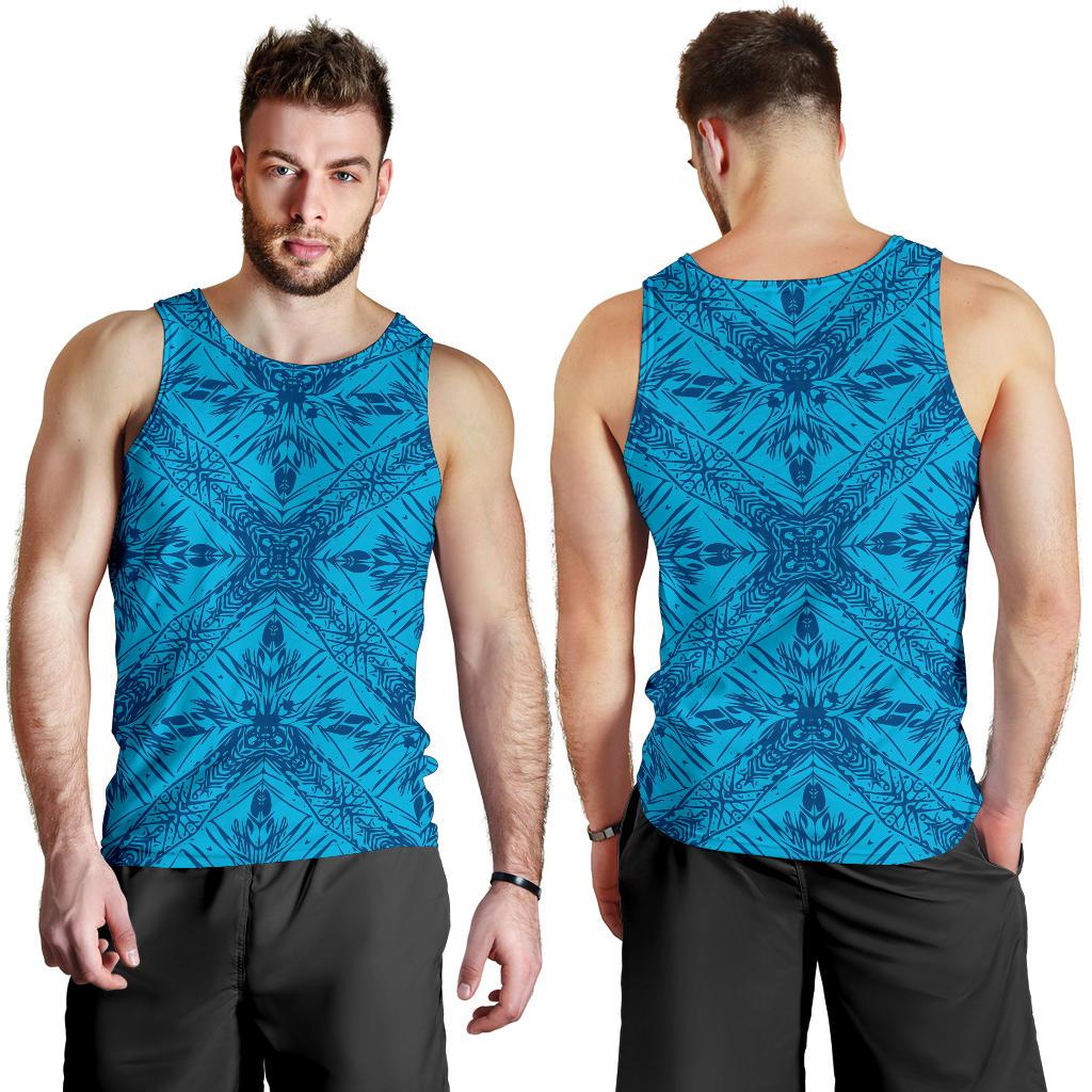 Polynesian Men's Tank Top Blue White - Polynesian Pride