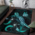 New Caledonia Polynesian Area Rugs - Turtle With Blooming Hibiscus Turquoise - Polynesian Pride