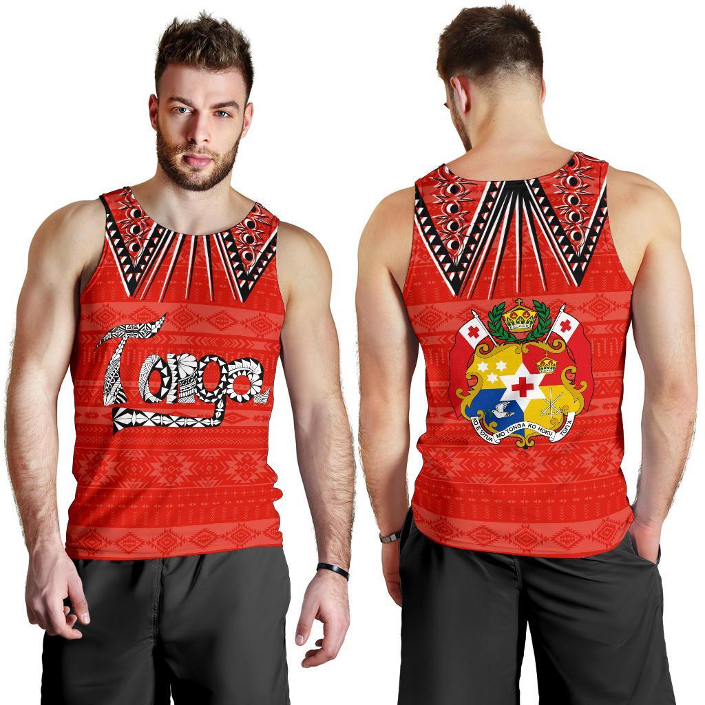 Coat of Arms Tonga Men's Tank Top K4 Red - Polynesian Pride