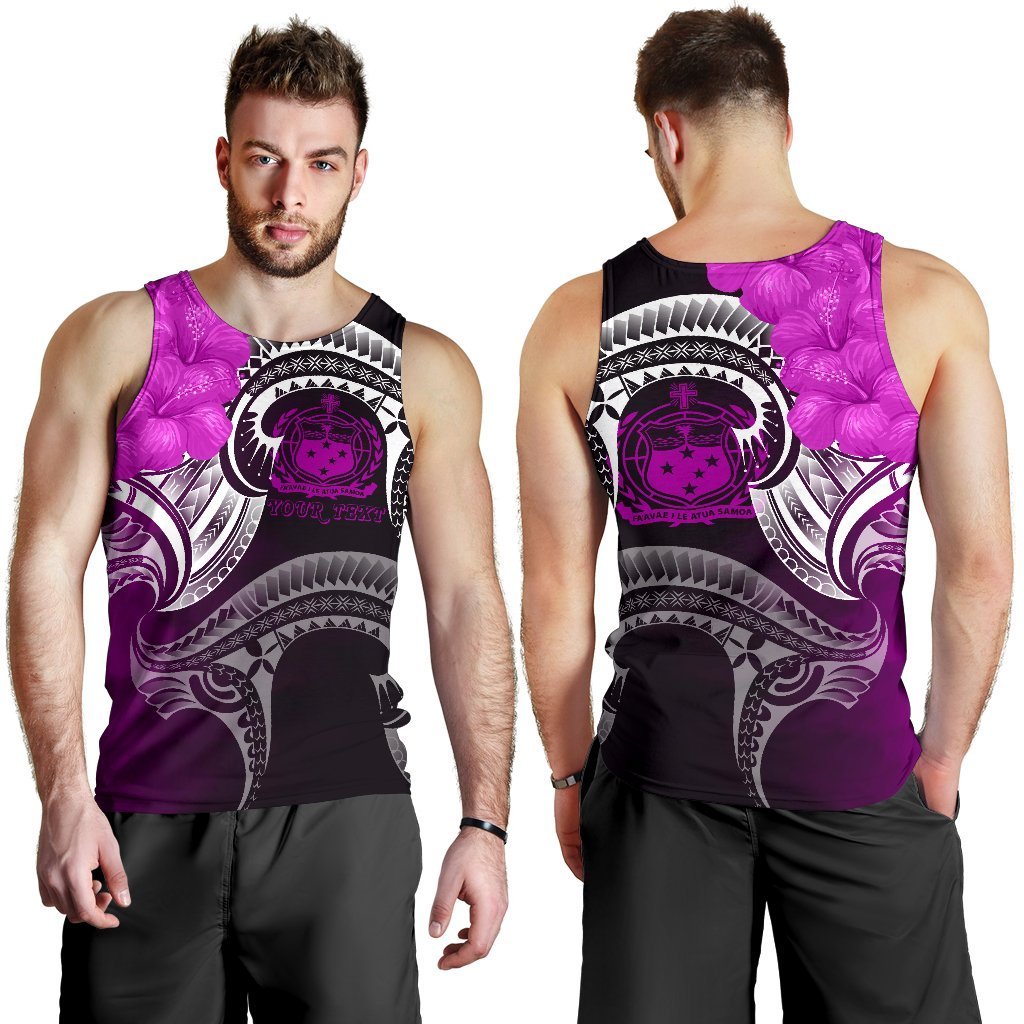 Samoa Custom Personalised Men's Tank Top - Samoa Seal Wave Style (Pink) BN18 - Polynesian Pride