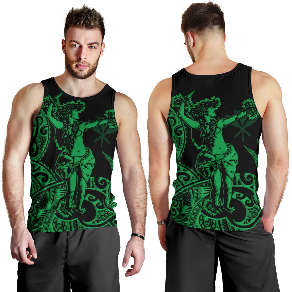 Polynesian Hawaii Men's Tank Top - Hula Girl Green Green - Polynesian Pride