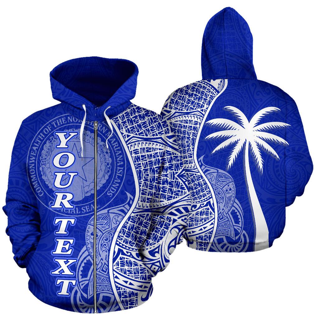 Northern Mariana Islands Polynesian Custom Zip up Hoodie Coconut Blue Unisex Blue - Polynesian Pride