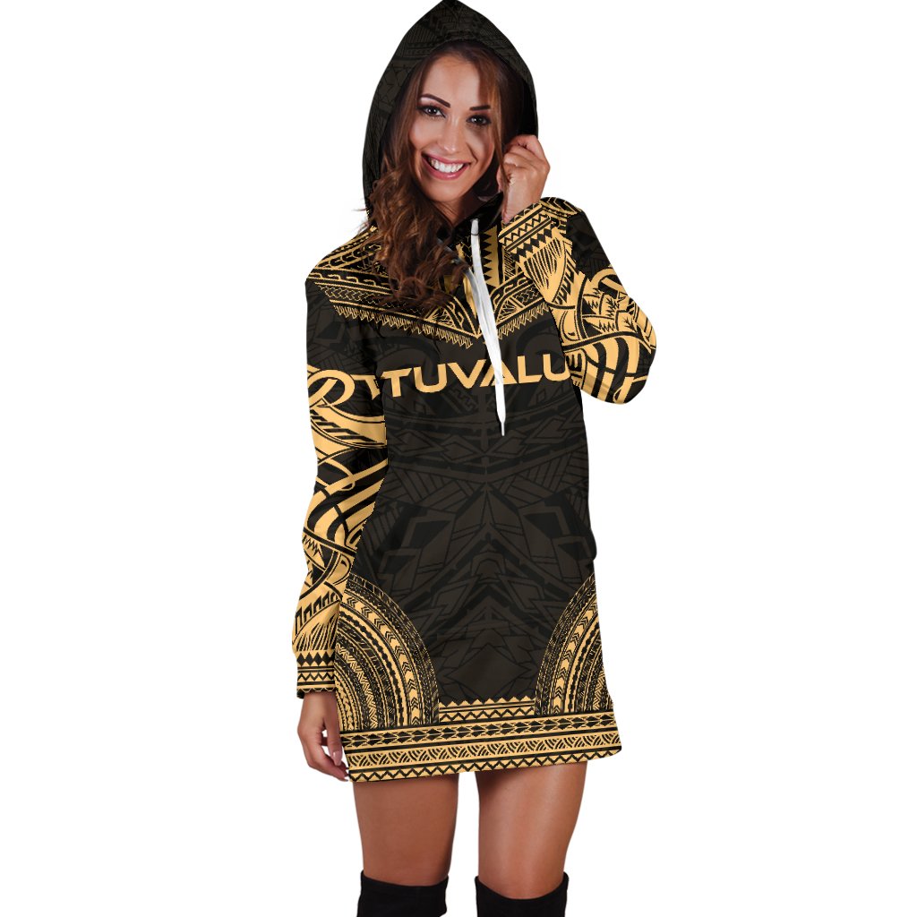 Tuvalu Women's Hoodie Dress - Polynesian Gold Chief - Polynesian Pride