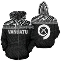 Vanuatu Polynesian Zip up Hoodie Black Unisex Black - Polynesian Pride
