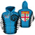 Fiji Custom Zip Hoodie Warrior Style Unisex Blue - Polynesian Pride