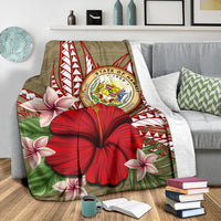 Hawaii Polynesian Coat Of Arm Tropical Premium Blanket - AH - Polynesian Pride