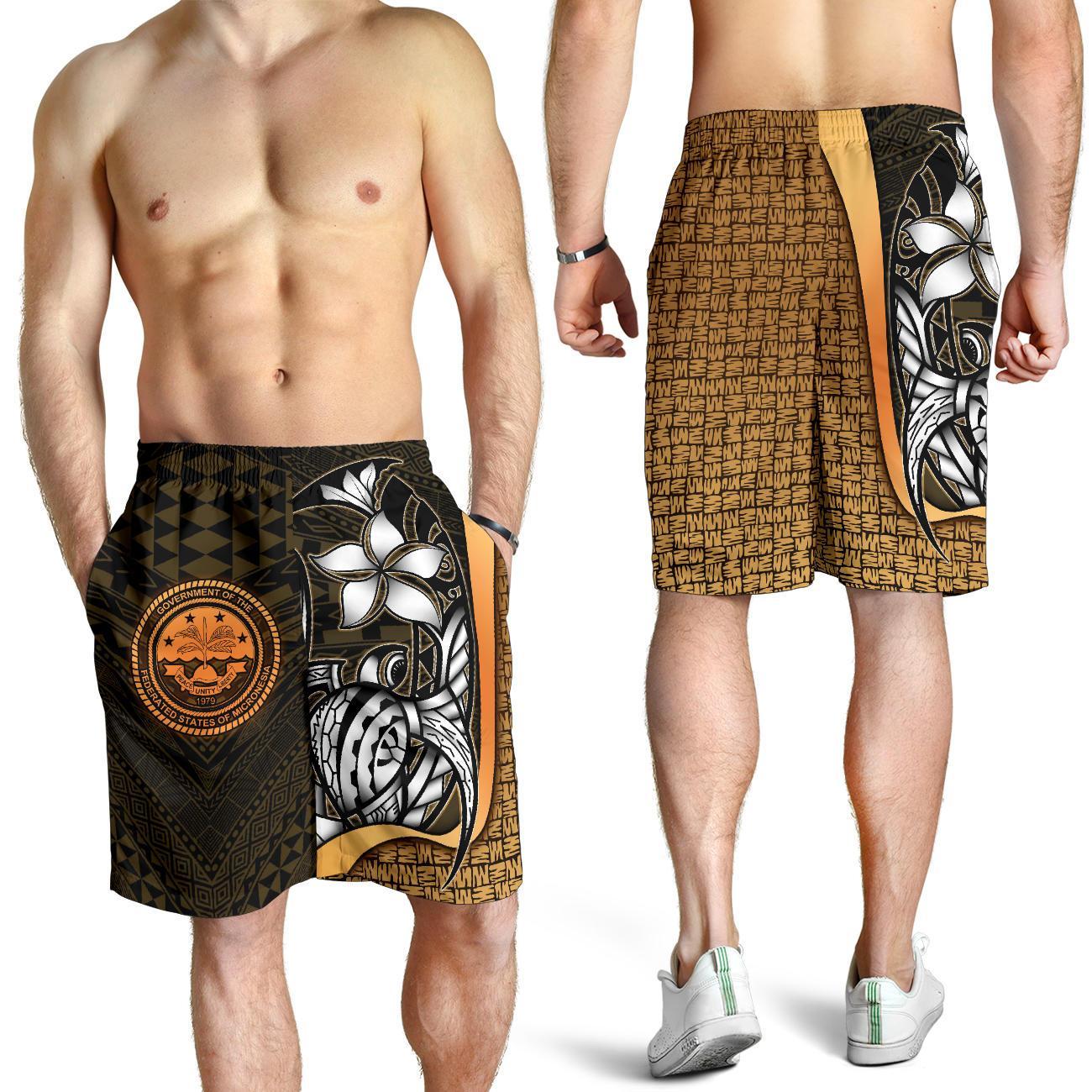 Federated States of Micronesia Men's Shorts Gold - Turtle With Hook Gold - Polynesian Pride