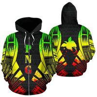 Papua New Guinea Polynesian All Over Zip up Hoodie Reggae Tattoo Unisex Reggae - Polynesian Pride