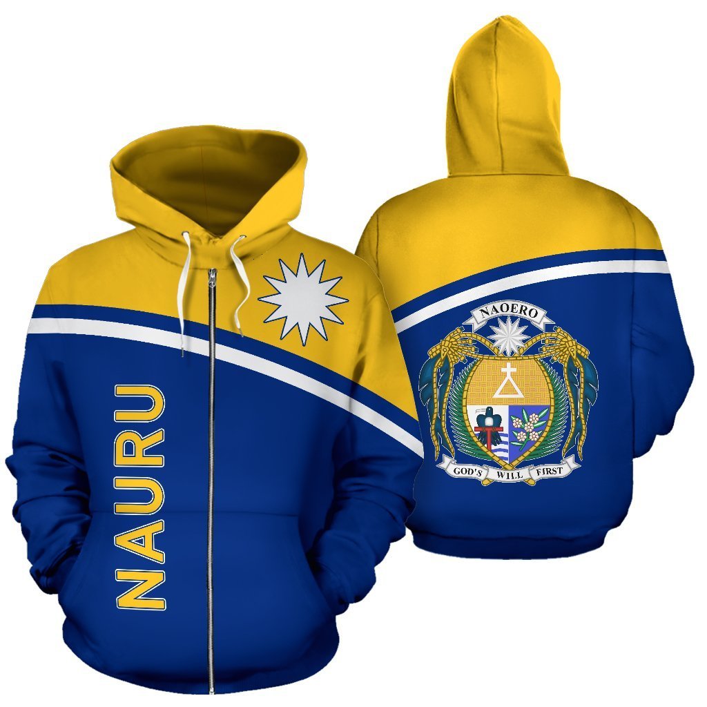 Nauru All Over Zip up Hoodie Polynesian Curve Version Unisex White - Polynesian Pride