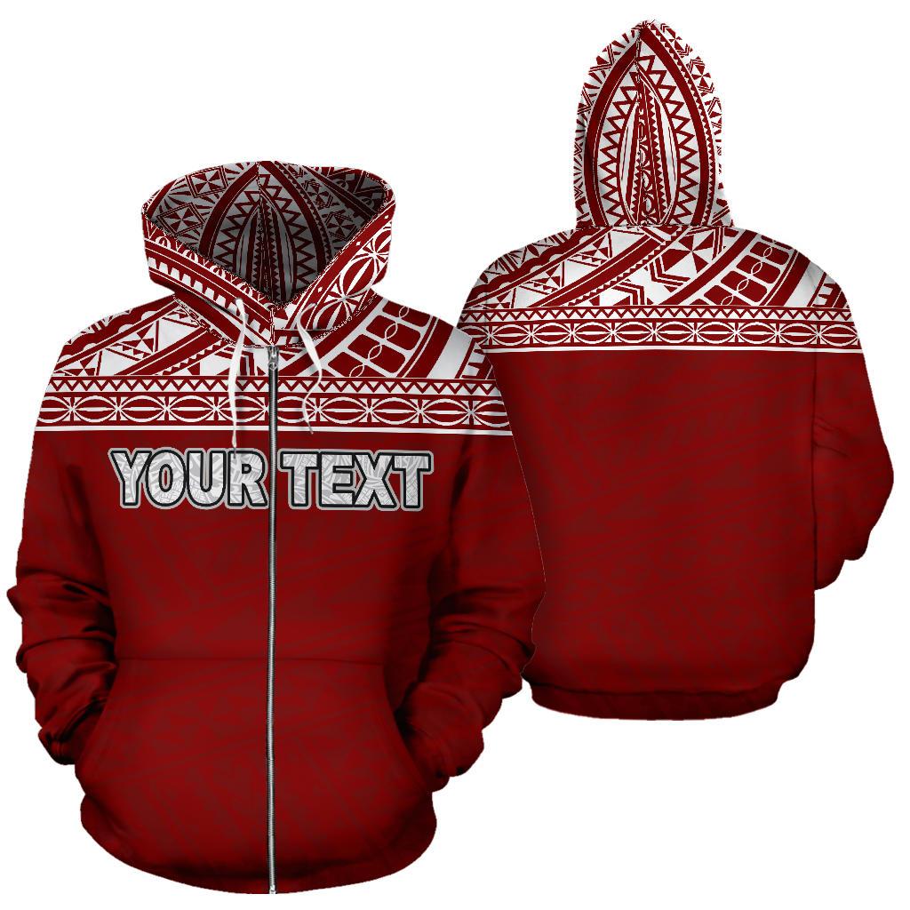 Poly All Over Custom Zip up Hoodie Polynesian Red Version Unisex Red - Polynesian Pride