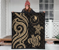 Yap Micronesian Premium Quilt - Gold Tentacle Turtle - Polynesian Pride
