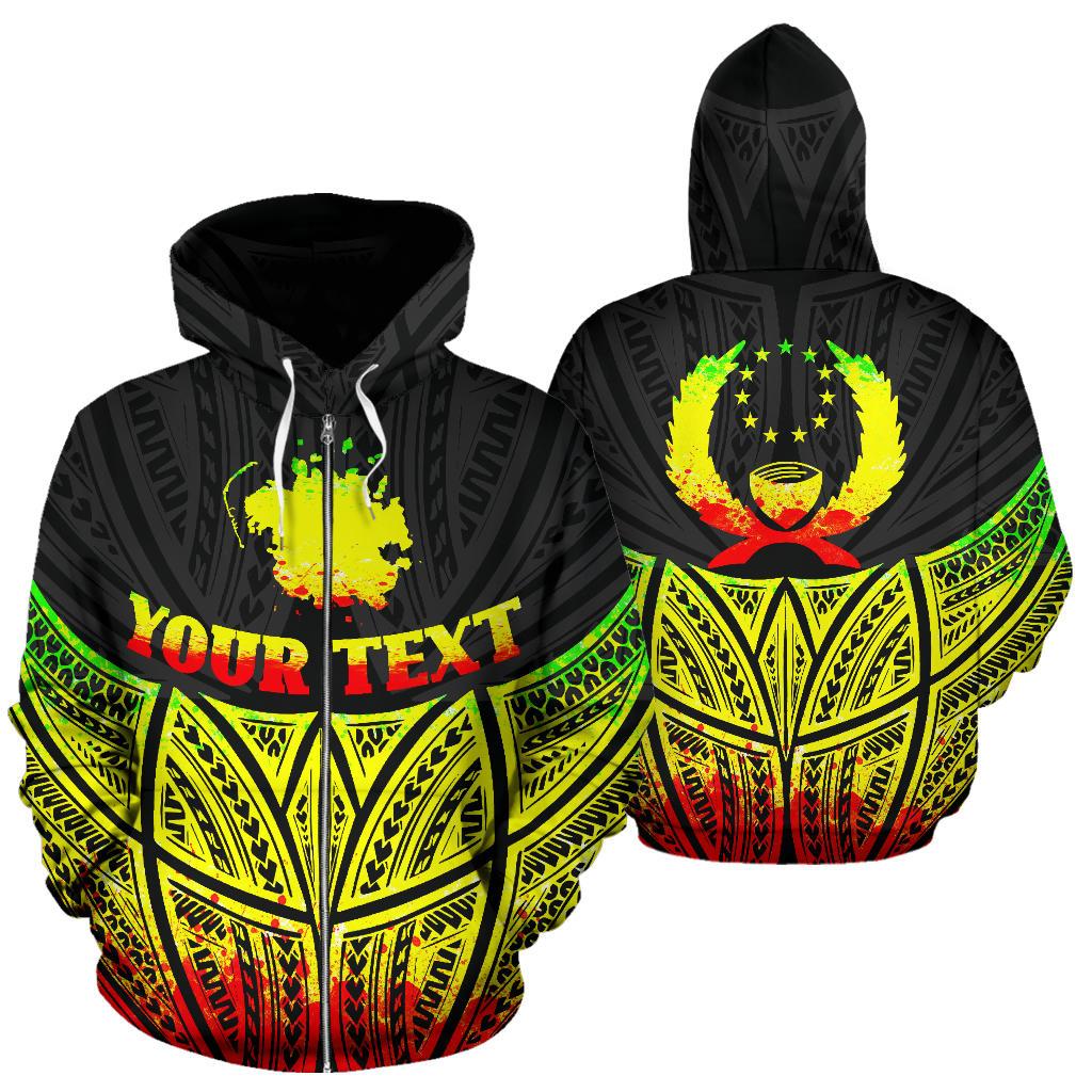 Pohnpei Polynesian Custom Zip up Hoodie Reggae Pride Map and Seal Unisex Reggae - Polynesian Pride