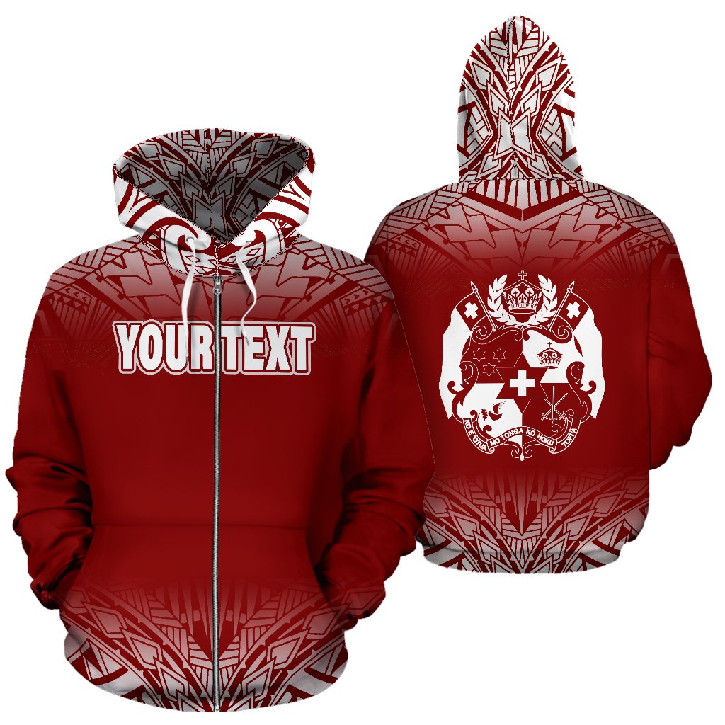 Tonga Custom All Over Zip up Hoodie Fog Red Unisex Red - Polynesian Pride