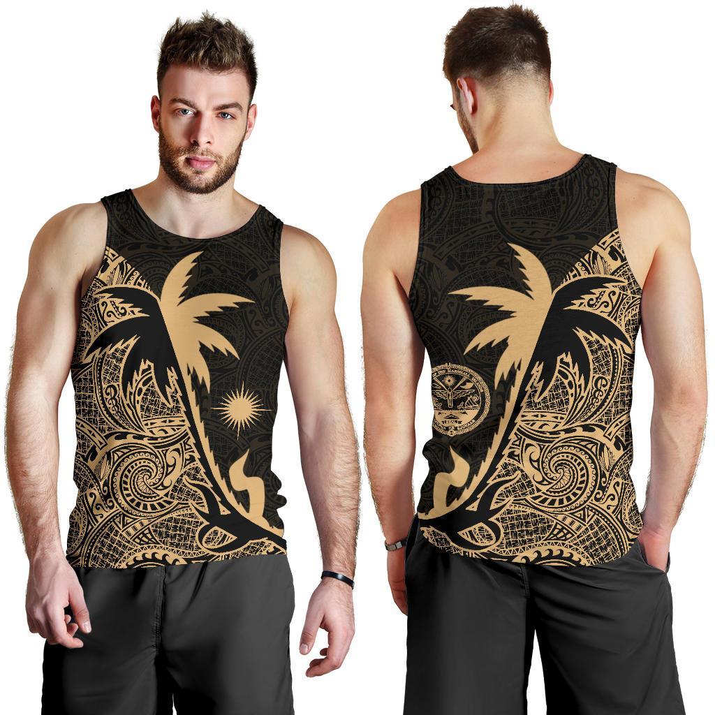 Marshall Islands Coconut Tree Men's Tank Top Gold K4 - Polynesian Pride