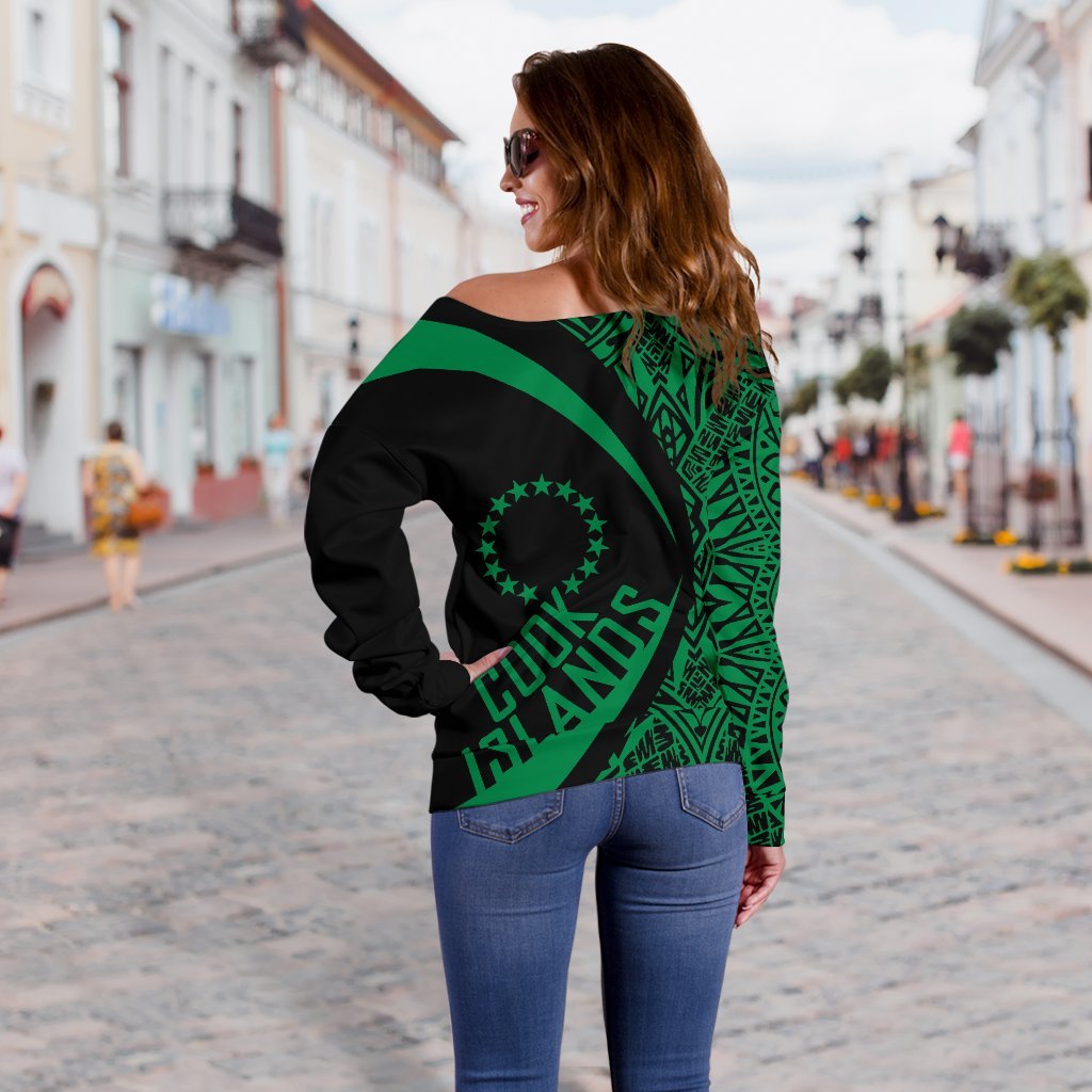 Cook Islands Women's Off Shoulder Sweater - Circle Style 05 - Polynesian Pride