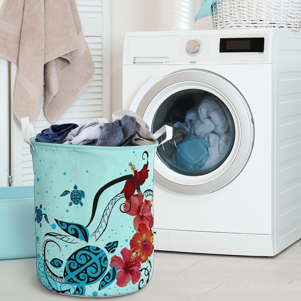 Sea Turtle Hibiscus Laundry Basket AH - Polynesian Pride