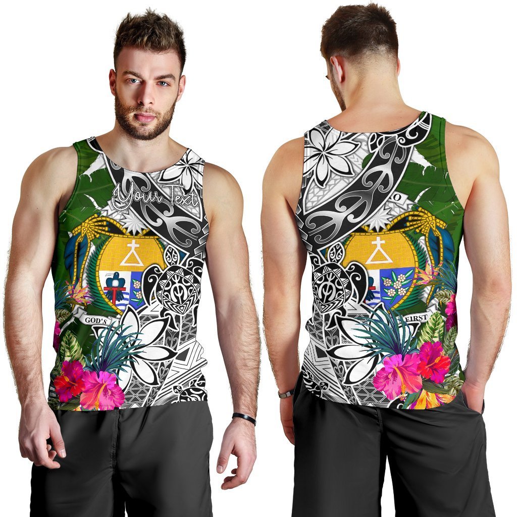 Nauru Custom Personalised Men's Tank Top White - Turtle Plumeria Banana Leaf Crest - Polynesian Pride