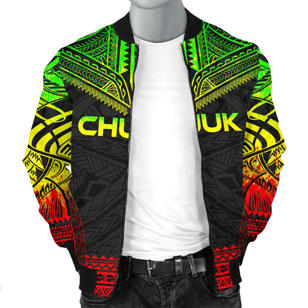 Chuuk Polynesian Chief Men's Bomber Jacket - Reggae Version - Polynesian Pride