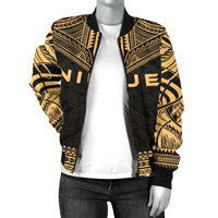 Niue Polynesian Chief Women'S Bomber Jacket - Gold Version - Polynesian Pride