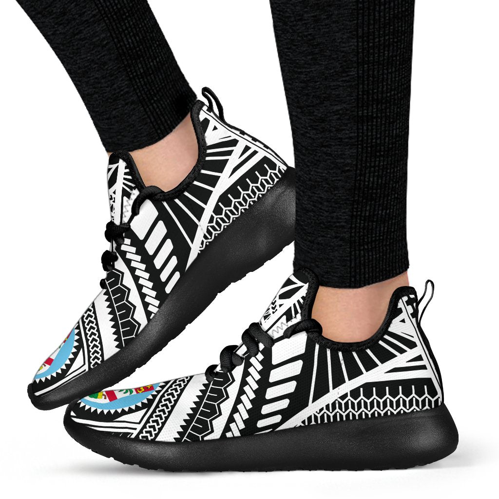 Fiji Polynesian Tattoo Mesh Knit Sneakers White - Polynesian Pride