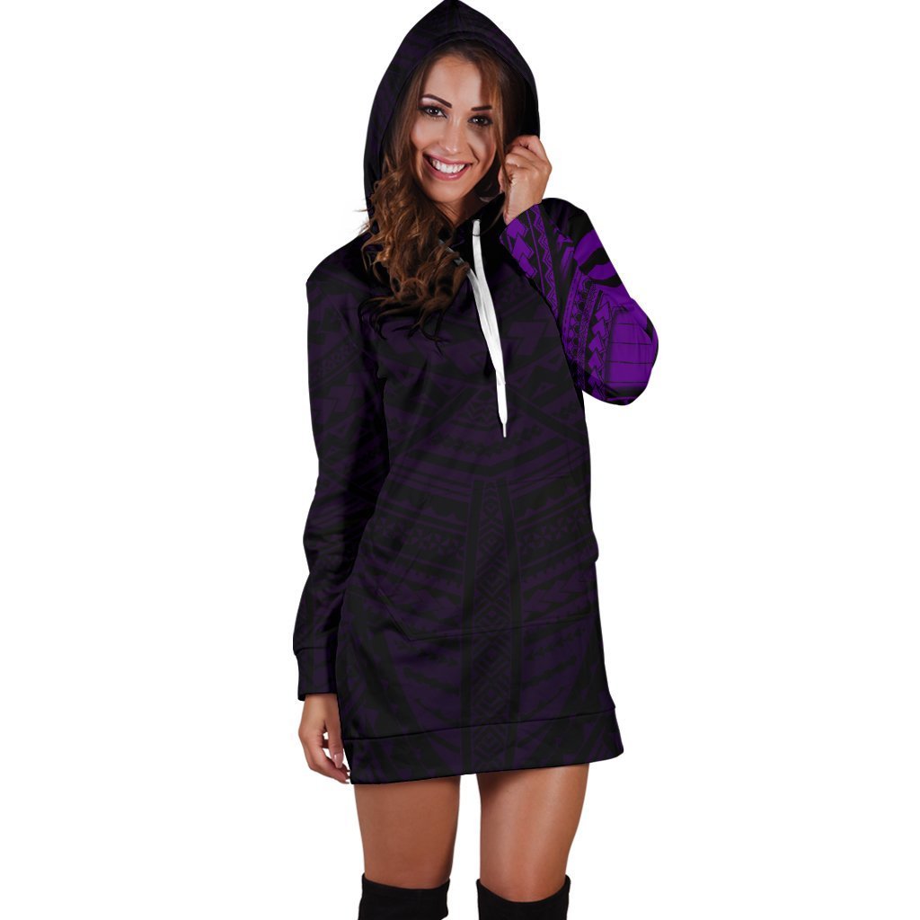 Maori Samoan Tattoo Women Hoodie Dress Violet Version - Polynesian Pride