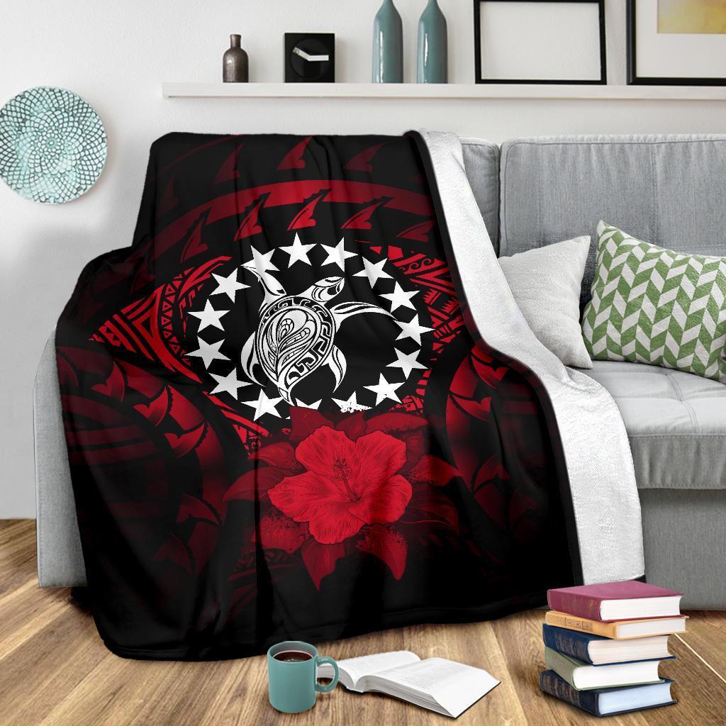 Cook Islands Premium Blanket - Red Hibiscus - Polynesian Pride